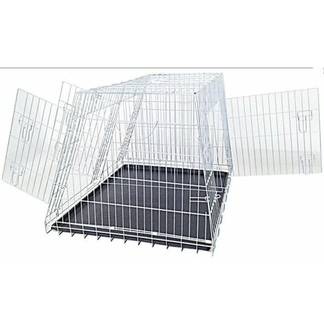 Croci Caisse De Transport Inclinée Galvanisée Avec Trois Portes Et Fond En ABS Pour Chiens Et Chats 1 Croci Caisse De Transport Inclinée Galvanisée Avec Trois Portes Et Fond En ABS Pour Chiens Et Chats