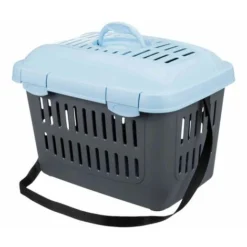 Trixie Box De Transport Midi-capri, Lapin Nain, En Plast. 44 × 33 × 32 Cm, 1,1 Kg, Gris Clair/turquoise