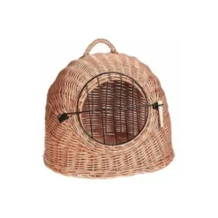 Flamingo Panier Chat Osier Avec Porte 50 Cm