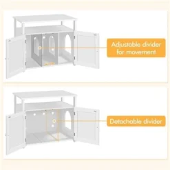 Yaheetech Meuble Litiere Pour Chat Maison De Toilette Chat En Bois Blanc 80 × 51 × 66 Cm 1 Panneau Amovible 9 Trous D'Aération 1 Compartiment Ouvert -Amis Poils Soldes Boutique 70311847 5