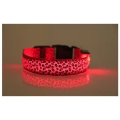 GP LED Dog Night Anti-Lost Pet Flash Collier Teddy Small Medium Dog Cat Dog Ring Taille S Largeur 2,5 Cm Court 35 Cm Longueur 43 Cm Rétractable Portée 8 Cm Batterie Rose