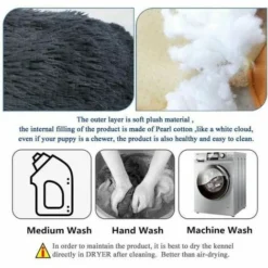 Lit Rond Et Surdimensionné Lavable Pour Chat Et Chien Avec Coussin, Panier De Luxe Pour Animaux De Compagnie - 100x100cm - Gris -Amis Poils Soldes Boutique 71197002 4