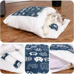 Animal De Compagnie Détachable Lavable Chat Sac De Couchage Chat Couette Chenil Chat Litière Chat Sac De Couchage Bleu 5540cm -Amis Poils Soldes Boutique 71197107 5