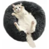 Chenil Niche Ronde Niche Longue Fourrure Niche Couchage Profond Hiver Chat Chien Niche Niche Universelle Niche Peluche Gris Foncé Taille XS Diamètre 30cm
