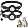GP Collier Pour Chat Air Tag 2 Pièces, Réglable, Réfléchissant, Avec Boucle De Sécurité Détachable Et Cloche Noire