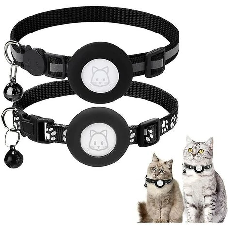 GP Collier Pour Chat Air Tag 2 Pièces, Réglable, Réfléchissant, Avec Boucle De Sécurité Détachable Et Cloche Noire 1 GP Collier Pour Chat Air Tag 2 Pièces, Réglable, Réfléchissant, Avec Boucle De Sécurité Détachable Et Cloche Noire