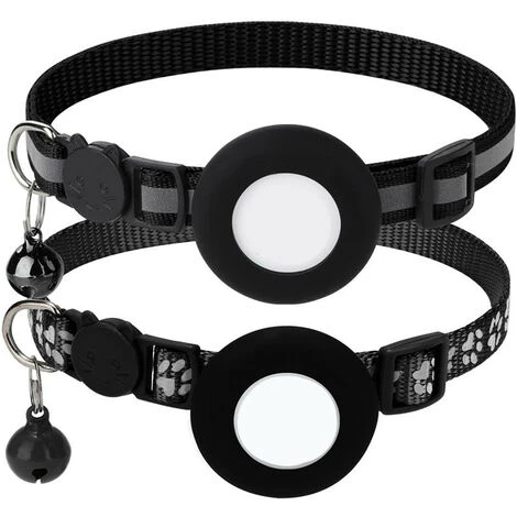 GP Collier Pour Chat Air Tag 2 Pièces, Réglable, Réfléchissant, Avec Boucle De Sécurité Détachable Et Cloche Noire 2 GP Collier Pour Chat Air Tag 2 Pièces, Réglable, Réfléchissant, Avec Boucle De Sécurité Détachable Et Cloche Noire – Image 2