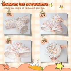 Tunnels Et Tubes De Lapin Pliable à 3 Voies Carottes Cachette De Lapin Petit Animal Activité Tunnel Jouets Pour Lapin Nain Cochon D'Inde Furet Avec Balle -Amis Poils Soldes Boutique 72043329 3