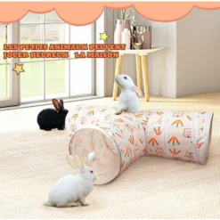 Tunnels Et Tubes De Lapin Pliable à 3 Voies Carottes Cachette De Lapin Petit Animal Activité Tunnel Jouets Pour Lapin Nain Cochon D'Inde Furet Avec Balle -Amis Poils Soldes Boutique 72043329 4