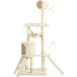 Arbre à Chat 154cm Avec Griffoir Plateforme Niche XXL Beige