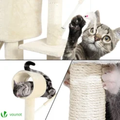 Arbre à Chat 154cm Avec Griffoir Plateforme Niche XXL Beige -Amis Poils Soldes Boutique 72050587 3