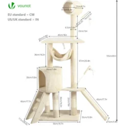 Arbre à Chat 154cm Avec Griffoir Plateforme Niche XXL Beige -Amis Poils Soldes Boutique 72050587 4