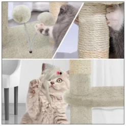 Arbre à Chat 112cm Avec Griffoir Plateforme Niche L Beige -Amis Poils Soldes Boutique 72050621 3