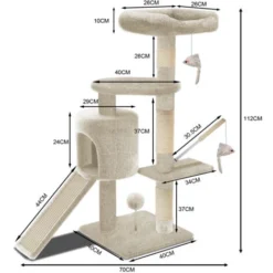 Arbre à Chat 112cm Avec Griffoir Plateforme Niche L Beige -Amis Poils Soldes Boutique 72050621 4