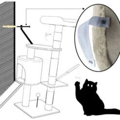 Arbre à Chat 112cm Avec Griffoir Plateforme Niche L Beige -Amis Poils Soldes Boutique 72050621 5