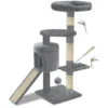 Arbre à Chat 112cm Avec Griffoir Plateforme Niche L Gris