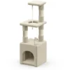 Arbre à Chat 88cm Avec Corde Griffoir Plateforme Niche Beige