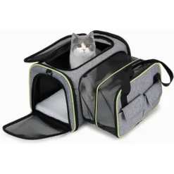 Sac Transport Chat Chien, Sac De Transport Extensible Pour Chat Chien Et Autres Animaux De Compagnie, Souple Et Pliable Avec Tapis En Laine Pour Voyage En Avion/Voiture/Train 44.54028 Cm