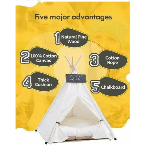 Chien Tente Tipi Pour Animaux De Compagnie Avec Coussin Lavable Amovible Tentes Sweet House Pet Dog Jouer Tente 2 Chien Tente Tipi Pour Animaux De Compagnie Avec Coussin Lavable Amovible Tentes Sweet House Pet Dog Jouer Tente – Image 2