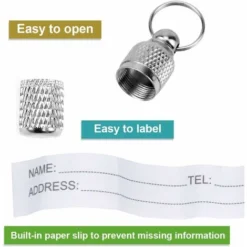 5pcs Tube D'étiquette D'identification De Chat Anti-Perdue étiquette-Adresse Pour Chien Chat Pendentifs Porte-Adresse Pour Collier Chat Personnalisable Collier Chien Argent ID Tag Porte-Clés -Amis Poils Soldes Boutique 74832108 3
