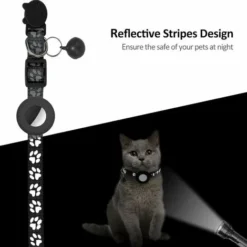 GP Airtag Apple Air Tag Collier Pour Chat Avec Boucle De Sécurité Et Cloche, Collier Réfléchissant Pour Chat De 1 Cm De Large Avec Support Airtag Pour Chats, Chiots, Chatons (noir) -Amis Poils Soldes Boutique 75117431 5