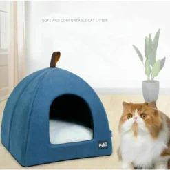 SEENLIN Soft Cave Cat Bed - Niche Lavable Pour Chat Moyen Avec Coussin Amovible Et Amovible, Lits Pour Petits Chiens 40x40x38cm, Gris Foncé -Amis Poils Soldes Boutique 75458857 3