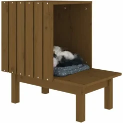 Maison Pour Chat Marron Miel 60x36x60 Cm Bois De Pin Massif VidaXL -Amis Poils Soldes Boutique 75546060 4