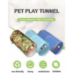 Labyrinthe à 5 Tunnels Interactif, Pliable Et Léger En Tissu Froissé Avec Pompon Et Cloches Pour Chats, Petits Lapins, Chatons, Chiots, Furets Ou Cochons D’Inde -Amis Poils Soldes Boutique 76314817 3