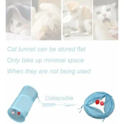 Labyrinthe à 5 Tunnels Interactif, Pliable Et Léger En Tissu Froissé Avec Pompon Et Cloches Pour Chats, Petits Lapins, Chatons, Chiots, Furets Ou Cochons D’Inde -Amis Poils Soldes Boutique 76314817 4