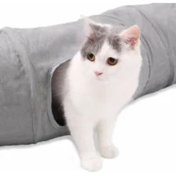 Forme Jouet Tunnel Pour Chat En Daim, Grand Tunnel A Chat Pliable Avec 2 Trous Et Boule Suspendue Pour Chats Chatons Lapins -Amis Poils Soldes Boutique 76314844 3