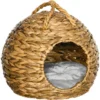 PawHut Panier Chat Jacinthe D'eau Lit Chat Cosy Grand Confort Dim. 41L X 38l X 41H Cm Poignée Coussin Moelleux Gris Inclus