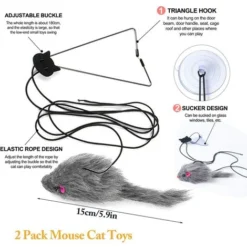 2PCS Jouet Pour Chat,Jouet Interactif à Suspendre Pour Chat,Souris Chat Jouet,Teaser Pour Chat Avec Ventouse,Jouet Interactif Pour Chat Avec Corde Et Souris En Peluche -Amis Poils Soldes Boutique 76663609 5