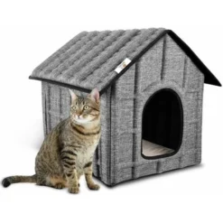 P&K Niche Pour Chat Maison Pour Chat Extérieur Nid Pliable De Chat Hiver Chat Cabane Niche Étanche 52 X 42.5 X 42 Cm, Facile à Laver, Doux Et Chaud Pour Chat Chien Lapin Chiot