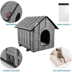 P&K Niche Pour Chat Maison Pour Chat Extérieur Nid Pliable De Chat Hiver Chat Cabane Niche Étanche 52 X 42.5 X 42 Cm, Facile à Laver, Doux Et Chaud Pour Chat Chien Lapin Chiot -Amis Poils Soldes Boutique 77349478 3