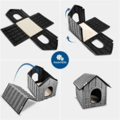P&K Niche Pour Chat Maison Pour Chat Extérieur Nid Pliable De Chat Hiver Chat Cabane Niche Étanche 52 X 42.5 X 42 Cm, Facile à Laver, Doux Et Chaud Pour Chat Chien Lapin Chiot -Amis Poils Soldes Boutique 77349478 4