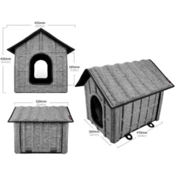 P&K Niche Pour Chat Maison Pour Chat Extérieur Nid Pliable De Chat Hiver Chat Cabane Niche Étanche 52 X 42.5 X 42 Cm, Facile à Laver, Doux Et Chaud Pour Chat Chien Lapin Chiot -Amis Poils Soldes Boutique 77349478 5