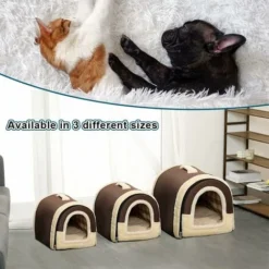 Niche Pour Chien, Lit Igloo Portable Pour Chat Avec Coussin Amovible, Lit Igloo Lavable Et Confortable Pour Chien, Grotte Pour Chat, Pliable Antidérapant Chaud Pour Animaux De Compagnie, Chiot, Chaton -Amis Poils Soldes Boutique 77678650 3