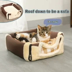 Niche Pour Chien, Lit Igloo Portable Pour Chat Avec Coussin Amovible, Lit Igloo Lavable Et Confortable Pour Chien, Grotte Pour Chat, Pliable Antidérapant Chaud Pour Animaux De Compagnie, Chiot, Chaton -Amis Poils Soldes Boutique 77678650 5