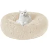 Panier Chien Et Chat Moelleux Rond - Coussin Chat Et Chien Anti Stress Apaisant En Peluche, Donut Lit Confortable Lavable Pour Chat Chien Petit Moyen Taille ( Blanc)
