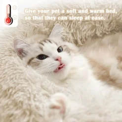 Panier Chien Et Chat Moelleux Rond - Coussin Chat Et Chien Anti Stress Apaisant En Peluche, Donut Lit Confortable Lavable Pour Chat Chien Petit Moyen Taille ( Blanc) -Amis Poils Soldes Boutique 78305888 2