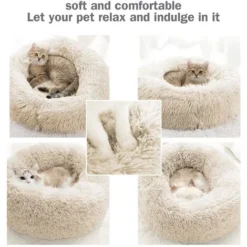 Panier Chien Et Chat Moelleux Rond - Coussin Chat Et Chien Anti Stress Apaisant En Peluche, Donut Lit Confortable Lavable Pour Chat Chien Petit Moyen Taille ( Blanc) -Amis Poils Soldes Boutique 78305888 3