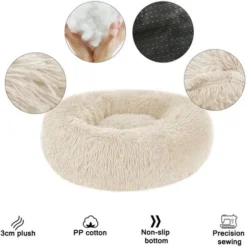 Panier Chien Et Chat Moelleux Rond - Coussin Chat Et Chien Anti Stress Apaisant En Peluche, Donut Lit Confortable Lavable Pour Chat Chien Petit Moyen Taille ( Blanc) -Amis Poils Soldes Boutique 78305888 4