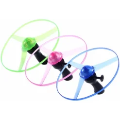 3pcs éclairage LED Disque Volant Hélice Hélicoptère Jouets Tirer Chaîne Soucoupes Volantes UFO Toupie Enfants Jouets De Plein Air Jeu Amusant Sport