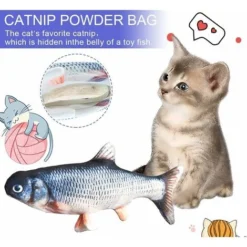 Jouet Pour Chat Jouet Poisson Electronique Simulation En Mouvement, Jouet Pour Chat Interactif Automatique Réaliste, Jouet Chat Peluche Cataire Catnip Jouet à Mâcher -Amis Poils Soldes Boutique 79060125 4