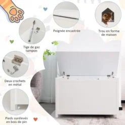 GOPLUS Maison De Toilette Pour Chat, Armoire Pour Chat Avec 2 Portes,2 Poches De Stockage,Interne Planche Réglable,Niche Pour Chat Cadre En Bois Style Meuble Pour Salon,Entrée,Couloir -Amis Poils Soldes Boutique 80321112 5