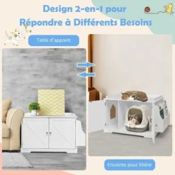 GOPLUS Maison Pour Chat Avec Placard à Porte Avec Séparateur Amovible, Niche Pour Chat Avec Large Dessus Et Étagères Latérales, Maison De Toilettes Pour Chat Avec Fenêtre 7 GOPLUS Maison Pour Chat Avec Placard à Porte Avec Séparateur Amovible, Niche Pour Chat Avec Large Dessus Et Étagères Latérales, Maison De Toilettes Pour Chat Avec Fenêtre -Amis Poils Soldes Boutique 80321118 3