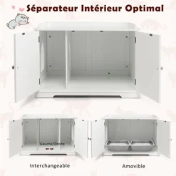 GOPLUS Maison Pour Chat Avec Placard à Porte Avec Séparateur Amovible, Niche Pour Chat Avec Large Dessus Et Étagères Latérales, Maison De Toilettes Pour Chat Avec Fenêtre 9 GOPLUS Maison Pour Chat Avec Placard à Porte Avec Séparateur Amovible, Niche Pour Chat Avec Large Dessus Et Étagères Latérales, Maison De Toilettes Pour Chat Avec Fenêtre -Amis Poils Soldes Boutique 80321118 5