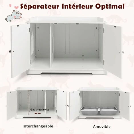 GOPLUS Maison Pour Chat Avec Placard à Porte Avec Séparateur Amovible, Niche Pour Chat Avec Large Dessus Et Étagères Latérales, Maison De Toilettes Pour Chat Avec Fenêtre 5 GOPLUS Maison Pour Chat Avec Placard à Porte Avec Séparateur Amovible, Niche Pour Chat Avec Large Dessus Et Étagères Latérales, Maison De Toilettes Pour Chat Avec Fenêtre – Image 5