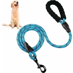 1.5m Dog Leash, Strong Dog Rope Leash With Soft Sponge Handle And Reflective Rope For Small Medium Large Dogs (Bleu) BF
