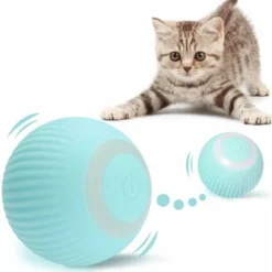 Amis Poils Soldes Boutique 11 Balles Interactives Pour Chat - Balle Automatique Avec Lumière LED - Rechargeable Par USB - Rotation à 360° - Jouet Intelligent Pour Chaton D'intérieur - Stimule La Chasse - Bleu